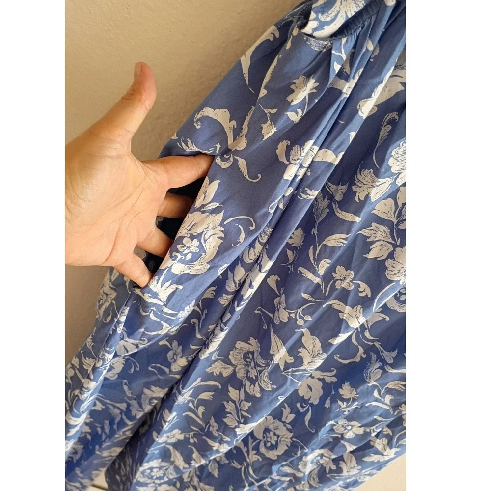NWOT Abercrombie & Fitch‎ Blue Floral One Shoulder Cutout Maxi Dress SP Pockets